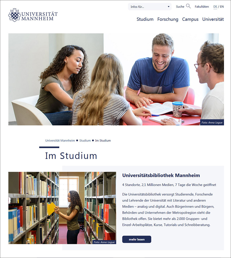 Uni Mannheim Webseite