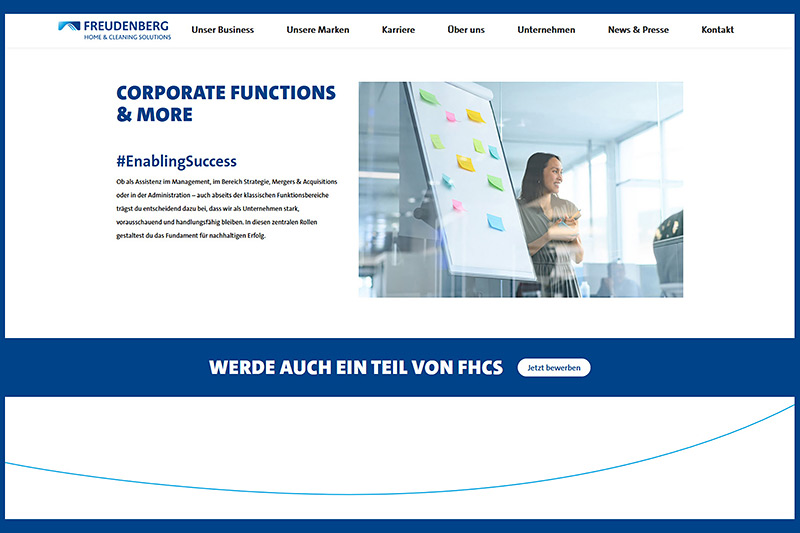 Freudenberg Home Cleaning Solutions, Webseiten Relaunch im Vileda Haus Weinheim
