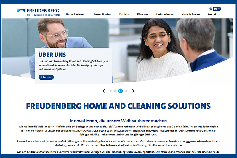 Freudenberg Home Cleaning Solutions, Webseiten Relaunch im Vileda Haus Weinheim